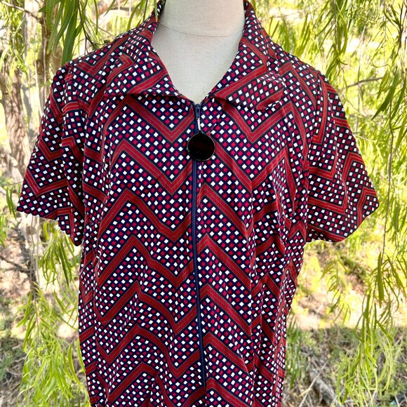 60's The Stroller - Half Zip Up Dress - Abstract Print - Size Large - XLarge - Picture 2 of 9